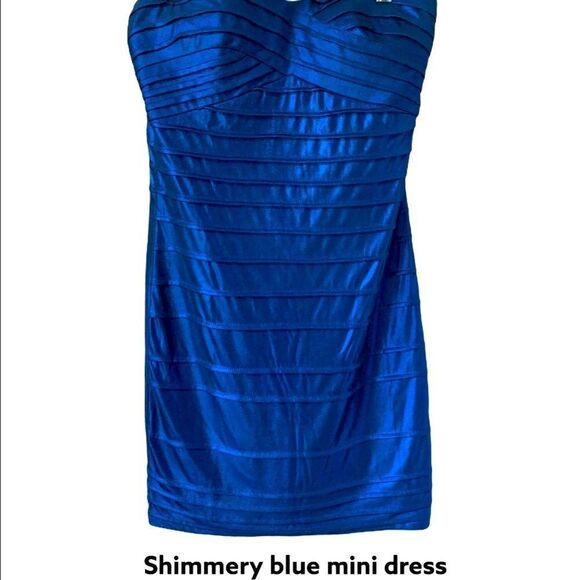 Shimmery blue Sleeveless Mini Dress - Picture 1 of 7